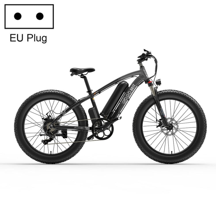 GOGOBEST GF600 48V 13AH 1000W Transmission Electric Bicycle with 26 inch Tires, EU Plug(Black Grey)