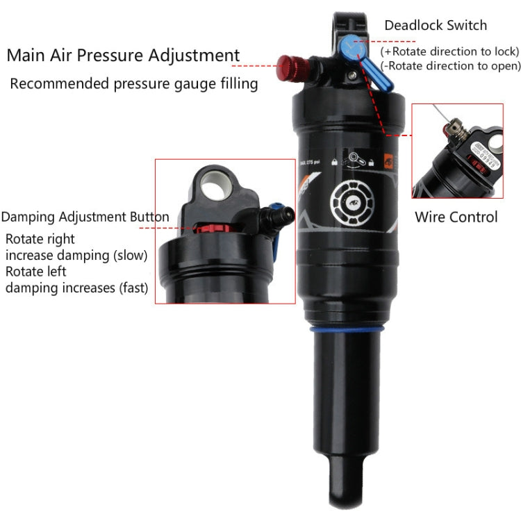 DNM AO38 Mountain Soft Tail Frame Rear Shock Absorber XC Air Pressure Rebound Shock Absorber