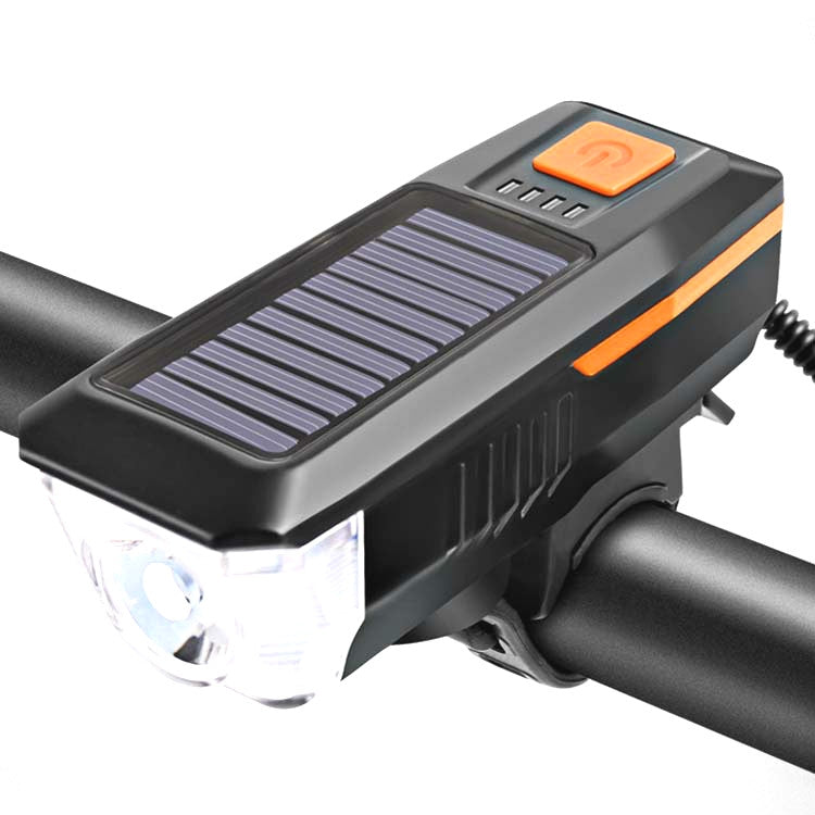 Bicycle Solar Headlight Horn Light Night Riding USB Charging Headlight Bicycle Glare Flashlight Equipment