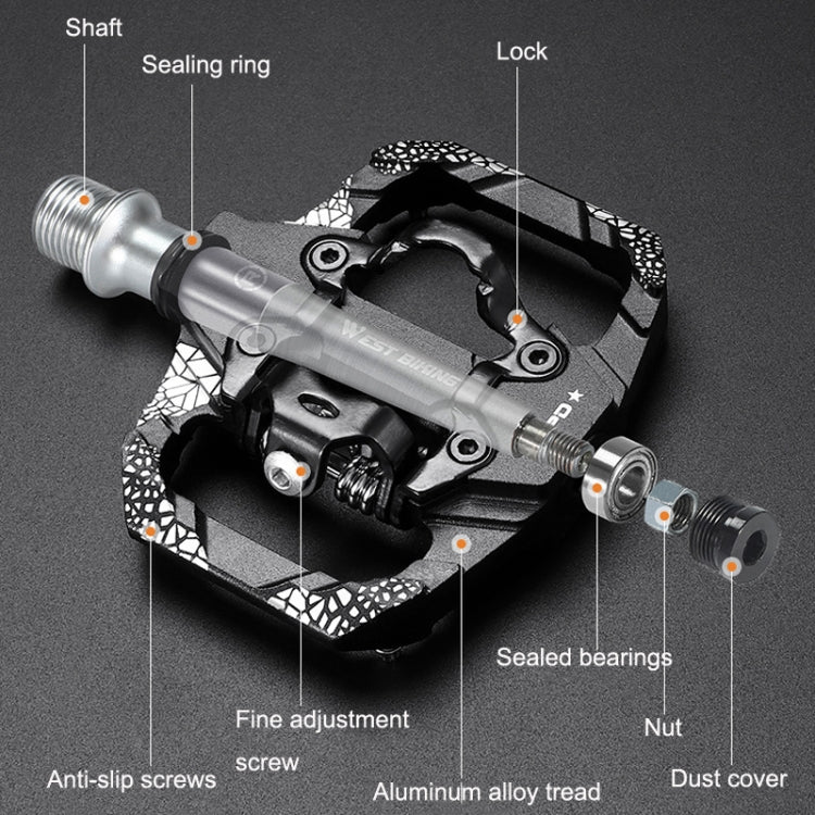 A Pair WEST BIKING YP0802086 Mountain Bike Aluminum Bearing Pedals