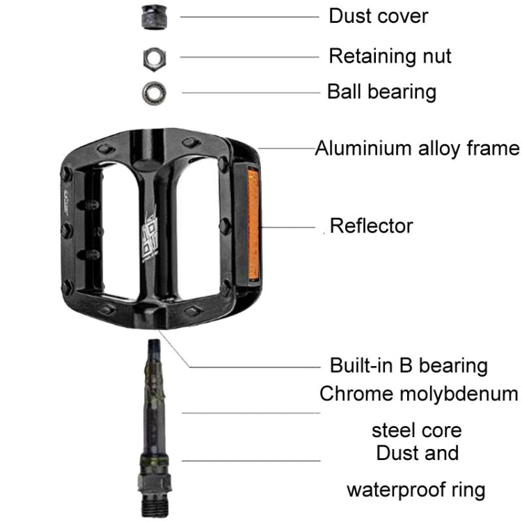 ENLEE M504 1pair Bicycle Aluminum Ball Pedals Recreational Pedals With Reflectors