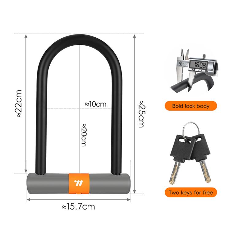 WEST BIKING Dviračio / Motociklo Anti-theft Dvigubo Atidarymo U Formos Užraktas
