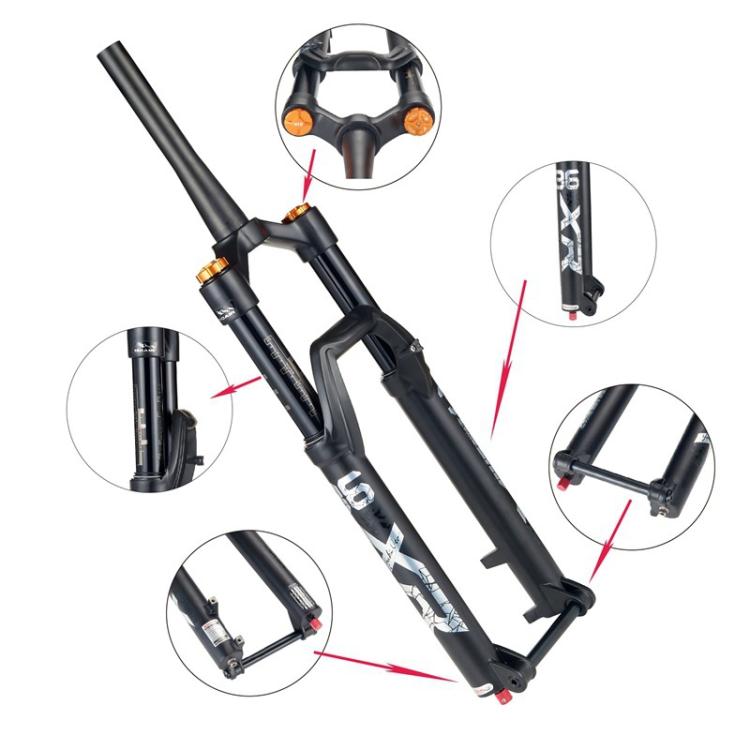 KRSEC XR36 Front Fork Straight Taper Tube Barrel Axle Mountain Bike Wire Damping Forks