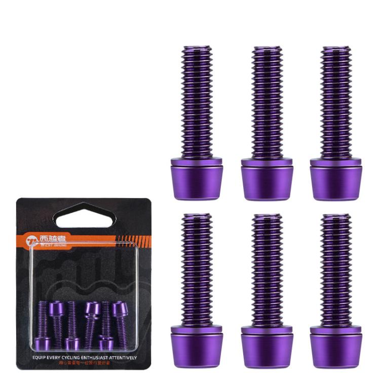 WEST BIKING 6pcs /Pack M5x18mm Titanium-Coated Bike Stem Screws for Mountain Bicycles