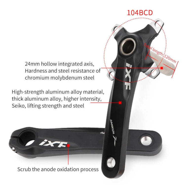 JIANKUN IXF Mountain Bike Hollow Crank Modified Single-plate Left and Right Cranks Crankshaft Bottom Axle