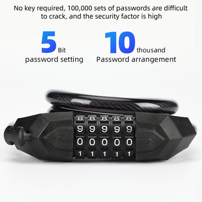 Bicycle Anti-Theft Code Lock Five-Digit Bicycle Lock Portable Bold And Long Steel Cable With Bracket Car Lock