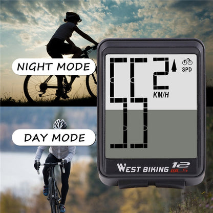 WEST BIKING Mountain Road Bike Wireless Big Character Table Big Screen Waterproof Night Light Speed Speedometer