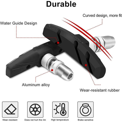 2 Pairs Silent V-brake Bicycle Brake Shoes