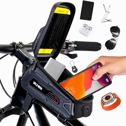 WILD MAN M30 1L Hard Shell Mountain Bike Front Beam Bag TPU Touch Screen Cycling Equipment Bag