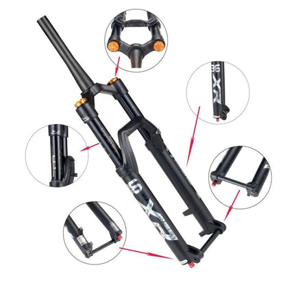 KRSEC XR36 Front Fork Straight Taper Tube Barrel Axle Mountain Bike Wire Damping Forks