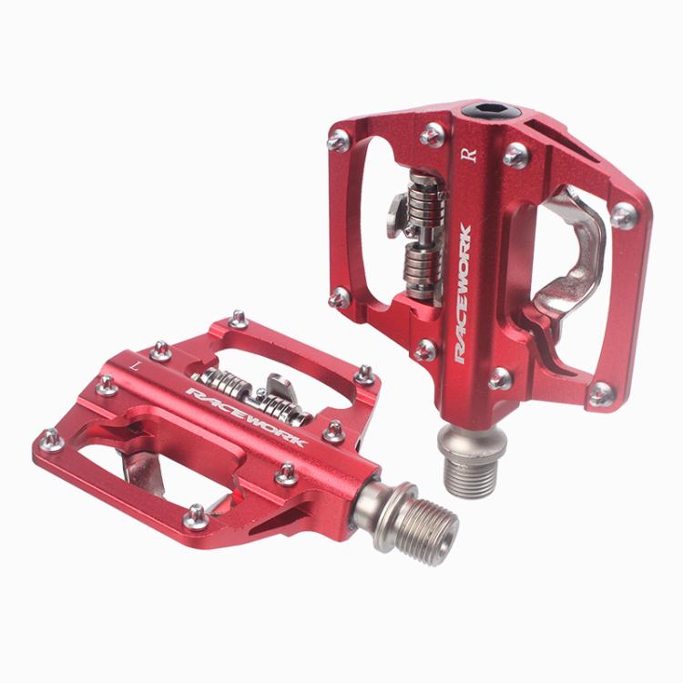 RACEWORK RK213 1pair Mountain Bike SPD + Flat Pedal Self-locking Dual-purpose Pedal