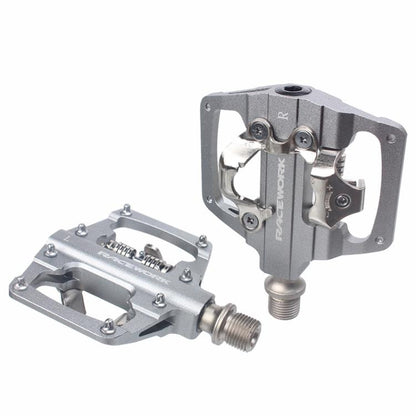 RACEWORK RK213 1pair Mountain Bike SPD + Flat Pedal Self-locking Dual-purpose Pedal