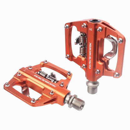 RACEWORK RK213 1pair Mountain Bike SPD + Flat Pedal Self-locking Dual-purpose Pedal