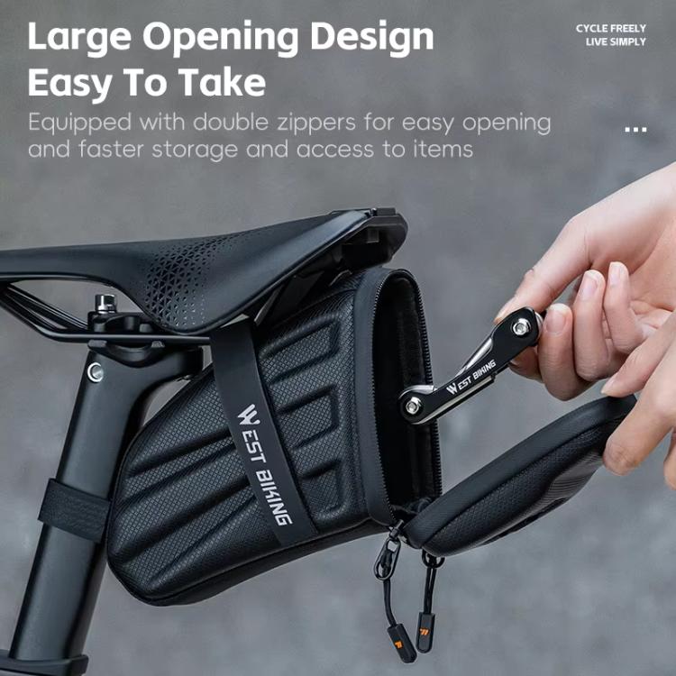 WEST BIKING Hard Shell Bike Saddle Bag Cycling Seat Pack with Reflective Strips & Tail Light Mount